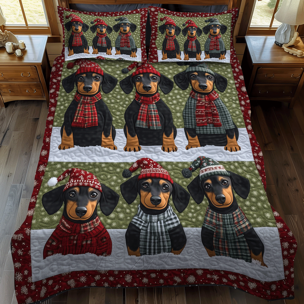 Sweater Doxie 3-Piece Quilted Bedding Set NCU0TH1673