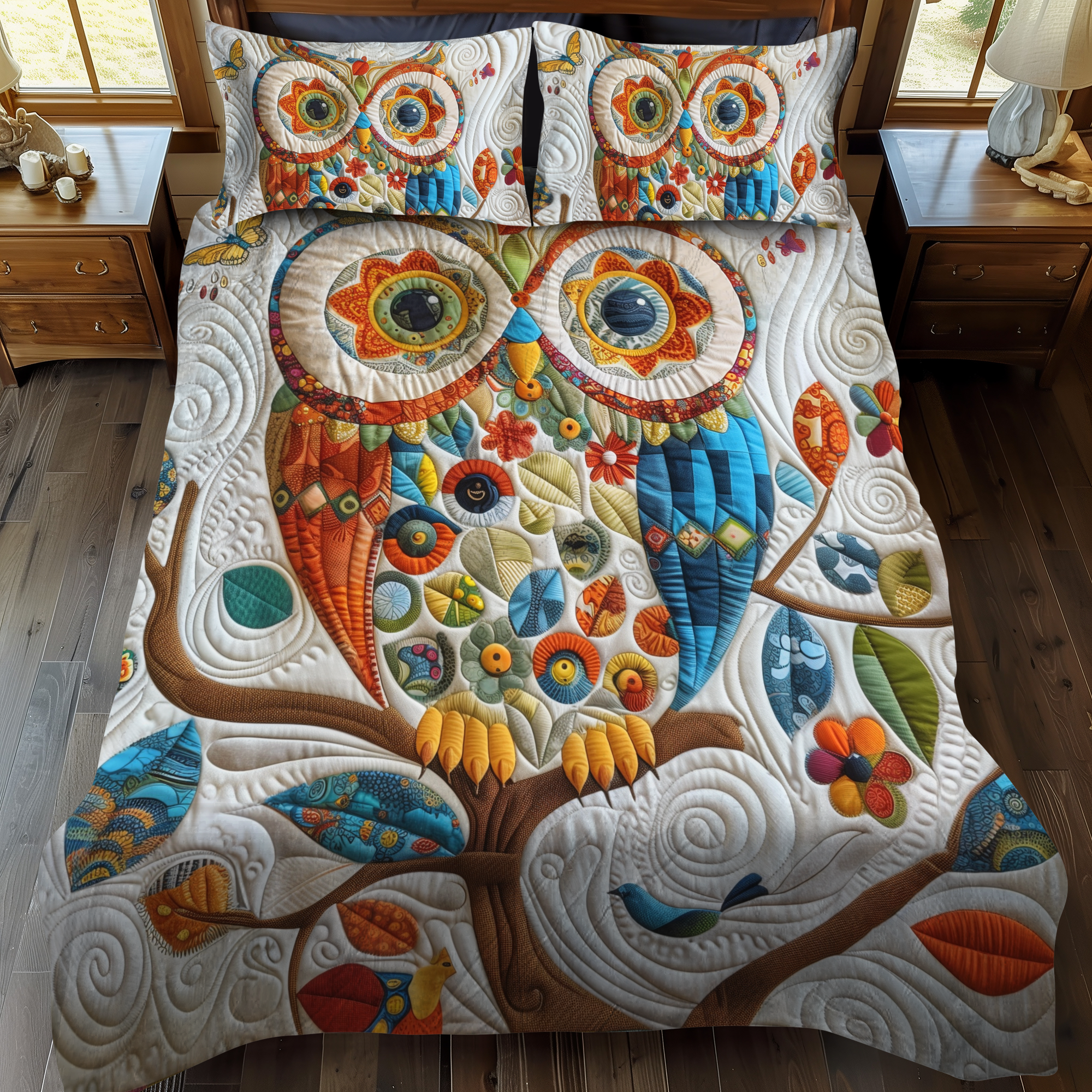 Sweet Owl 3-Piece Quilted Bedding Set NCU0VL172