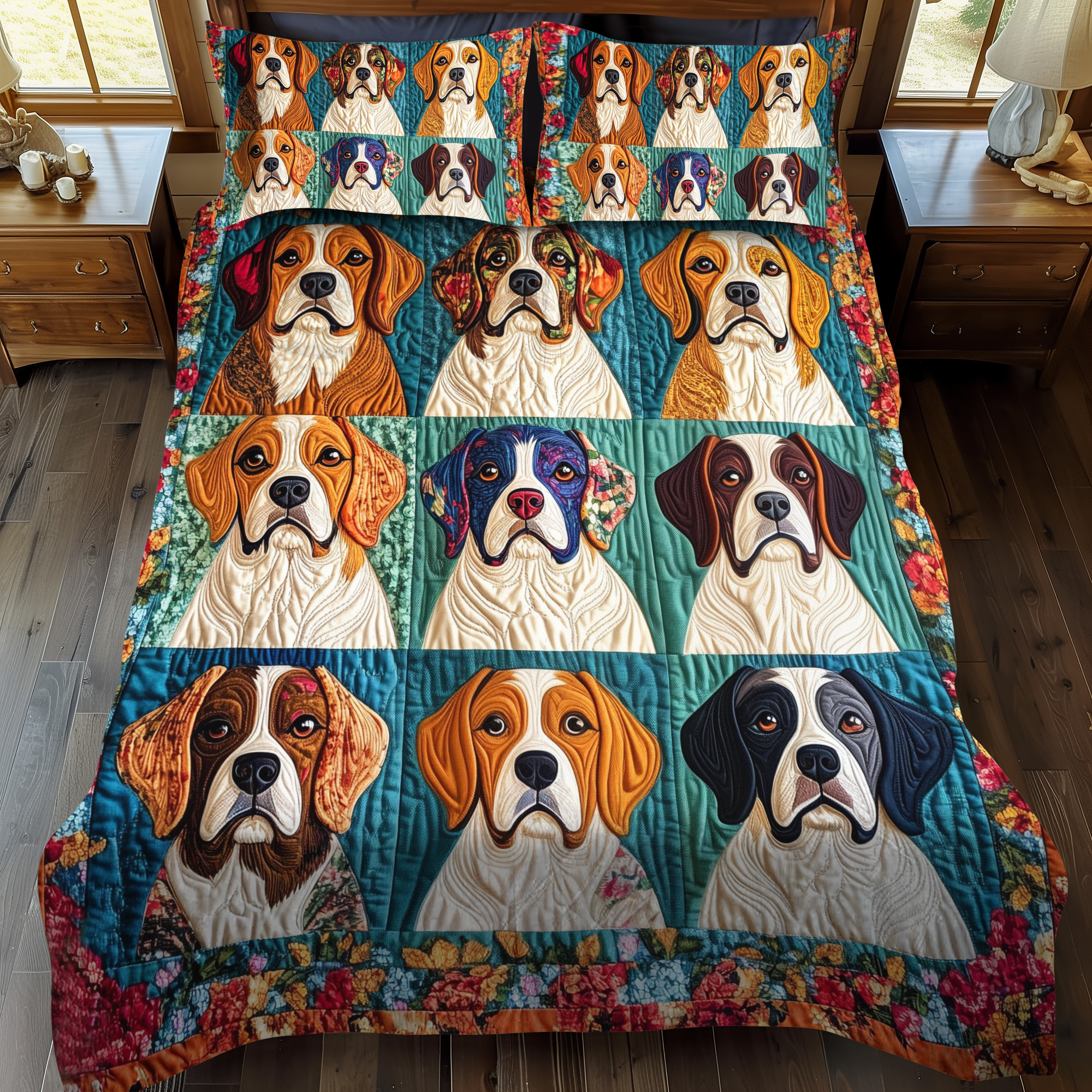 Sweet Beagle 3-Piece Quilted Bedding Set NCU0VL419