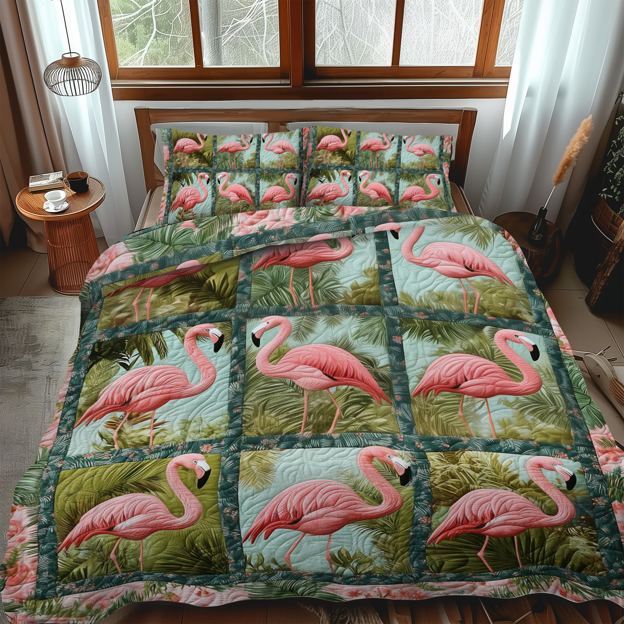 Sweet Flamingo 3-Piece Quilted Bedding Set NCU0VL572