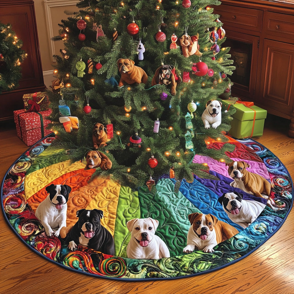 Sweet Pitbull Guardians Quilted Christmas Tree Skirt NCU0PT1555