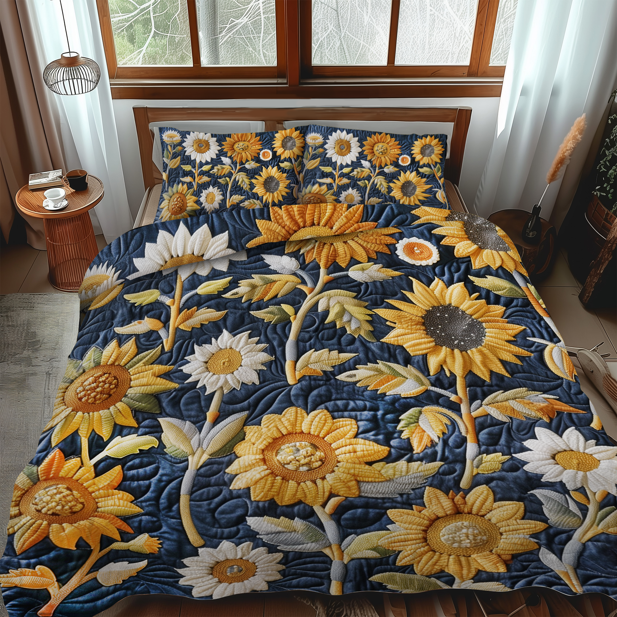 Sweet Sunflowers 3-Piece Quilted Bedding Set NCU0VL212