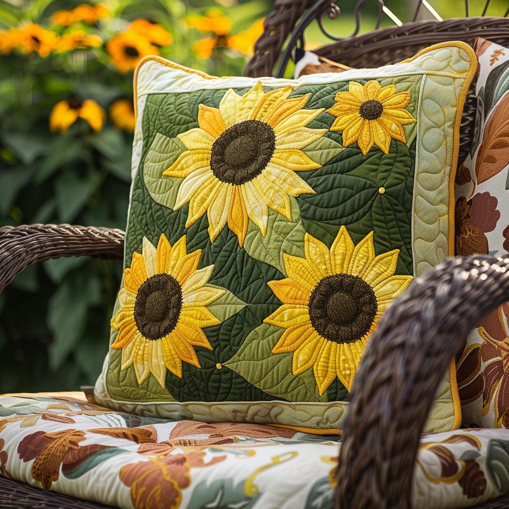 Sweet Sunflowers Quilted Pillow Case NCU0VL244