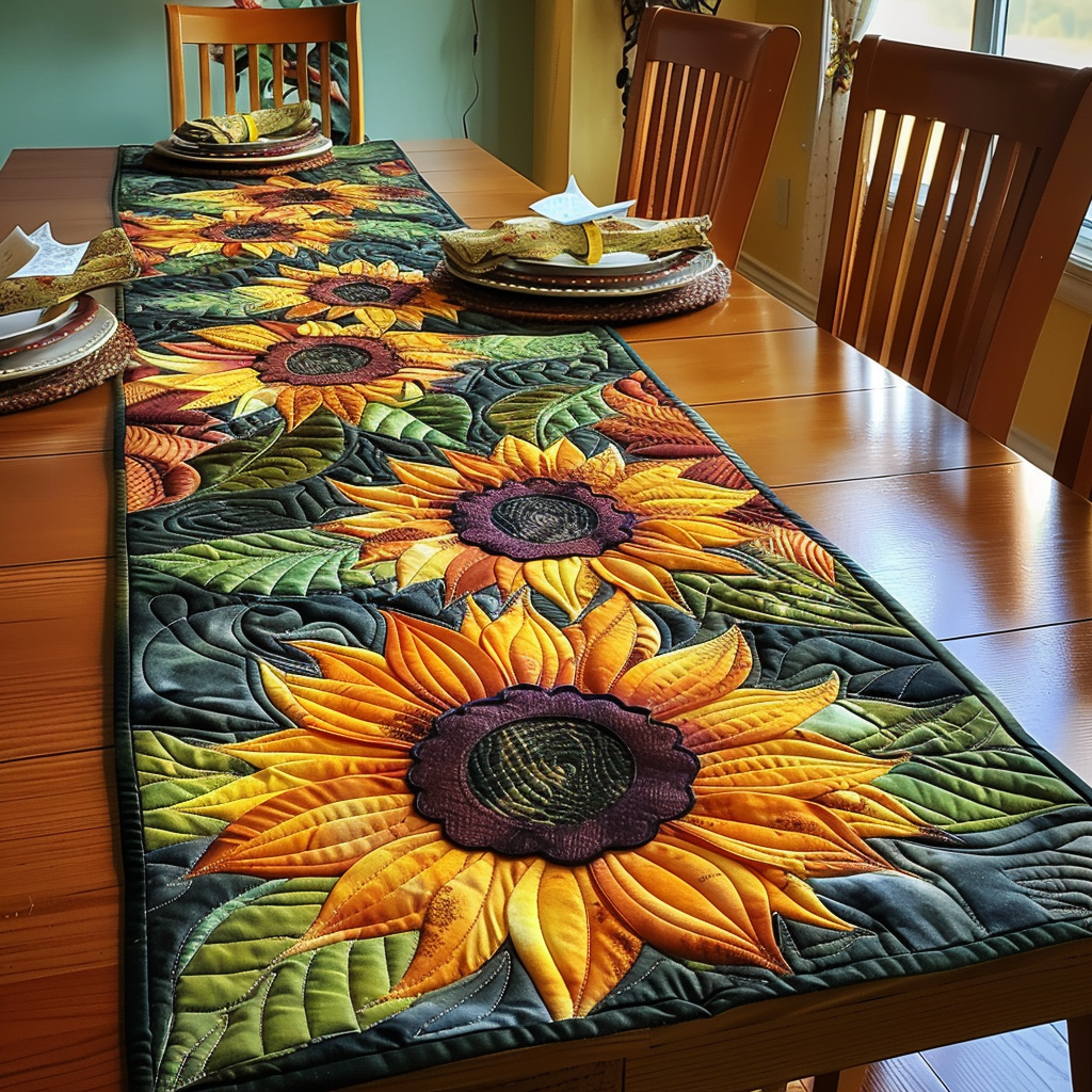 Sweet Sunflowers Quilted Table Runner NCU0VL196