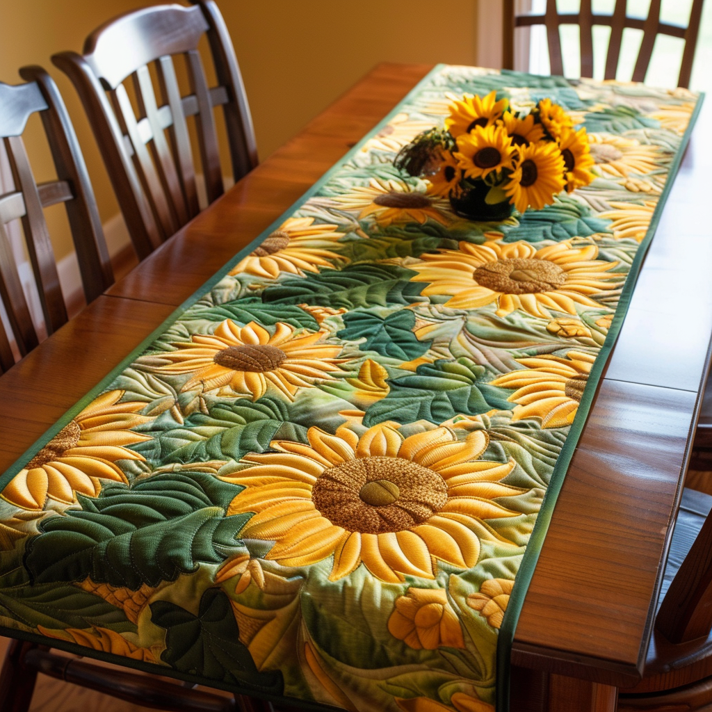 Sweet Sunflowers Quilted Table Runner NCU0VL234