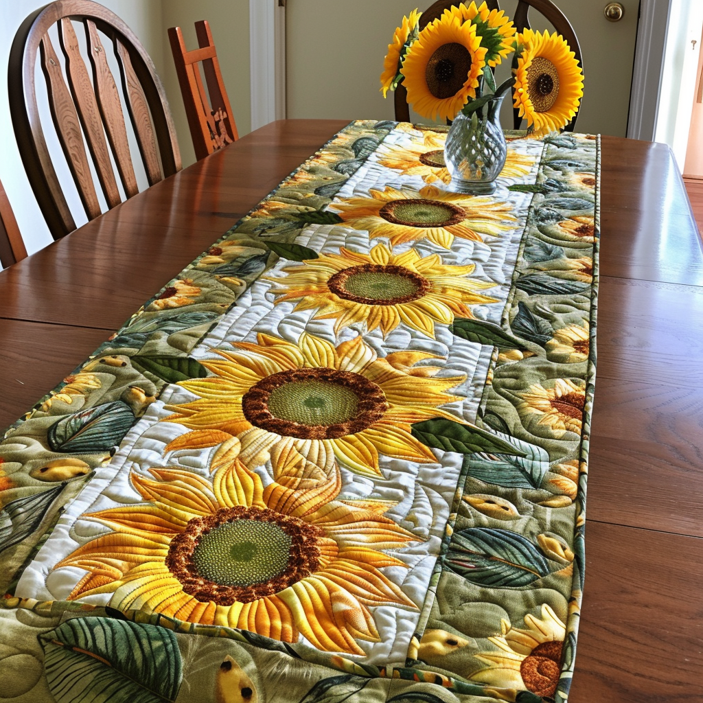 Sweet Sunflowers Quilted Table Runner NCU0VL316