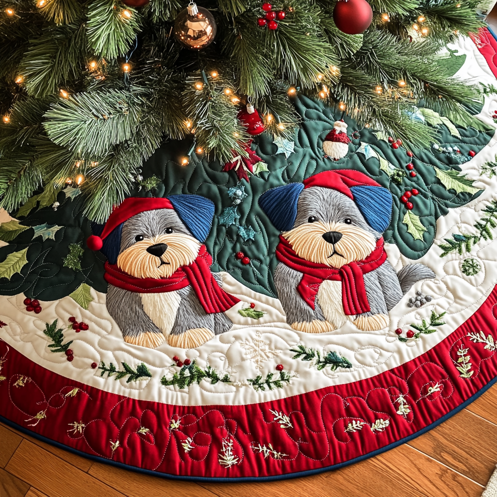 Tartan Christmas Scottie Christmas Quilted Tree Skirt NCU0DV1386