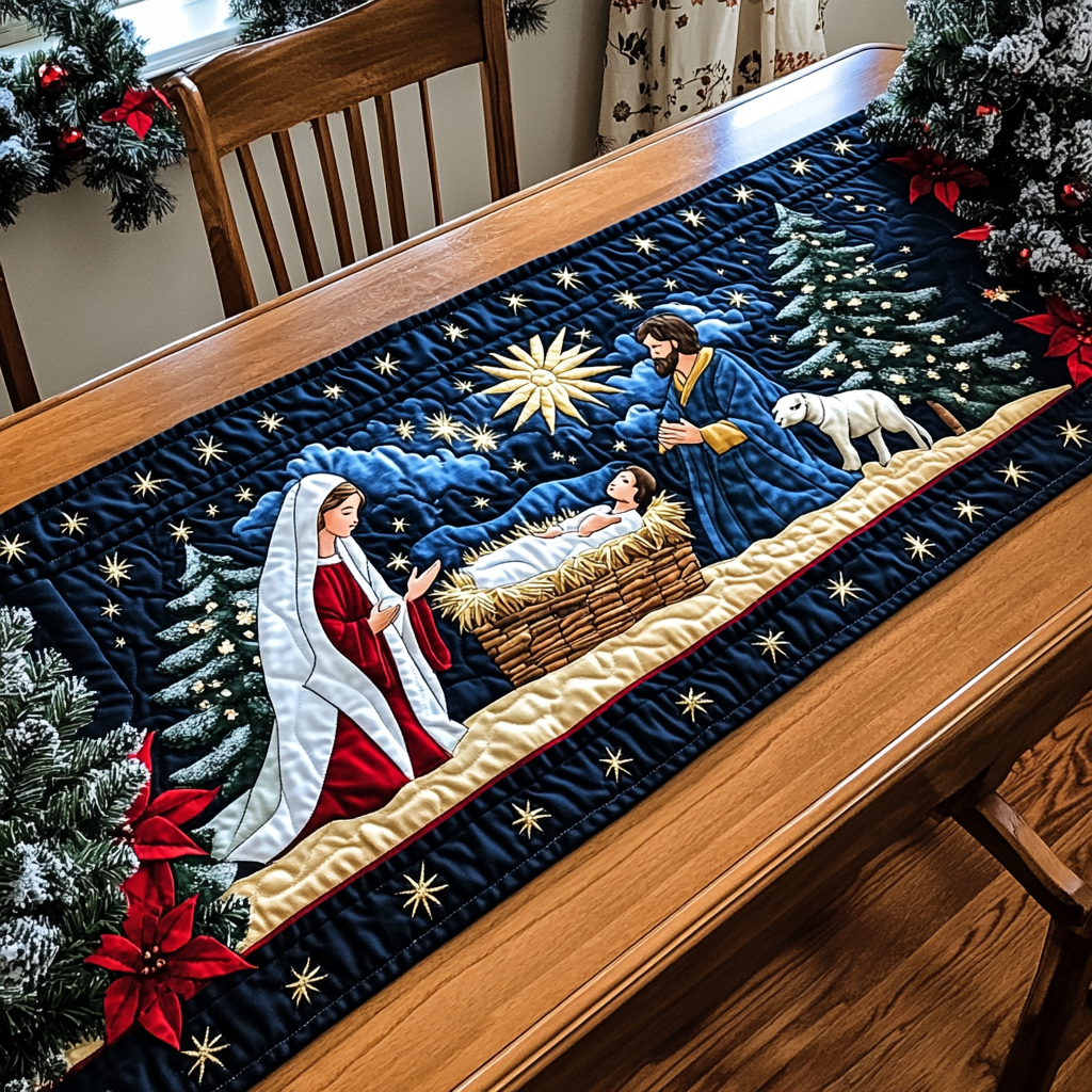 The Miracle of Bethlehem Quilted Table Runner NCU0DK1663