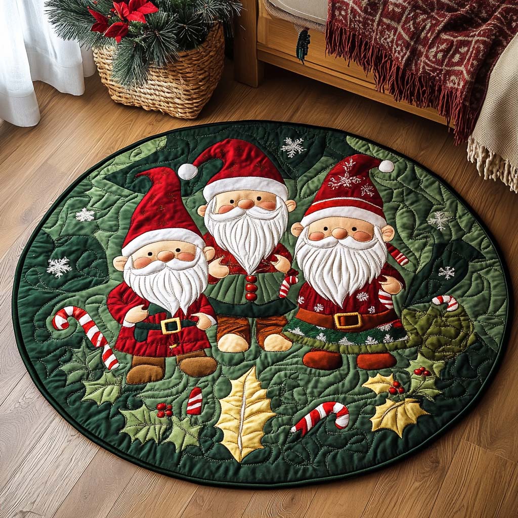 Three Santas Soiree Quilted Round Mat NCU0NT1236