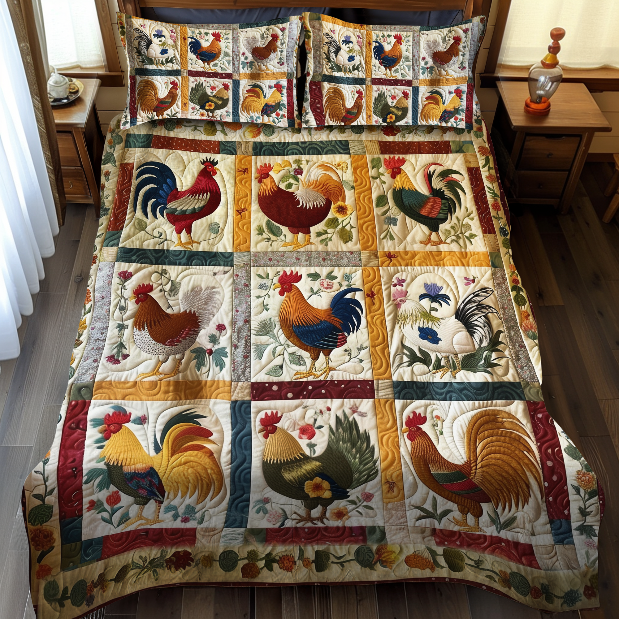 Timeless Clucker 3-Piece Quilted Bedding Set NCU0PT049