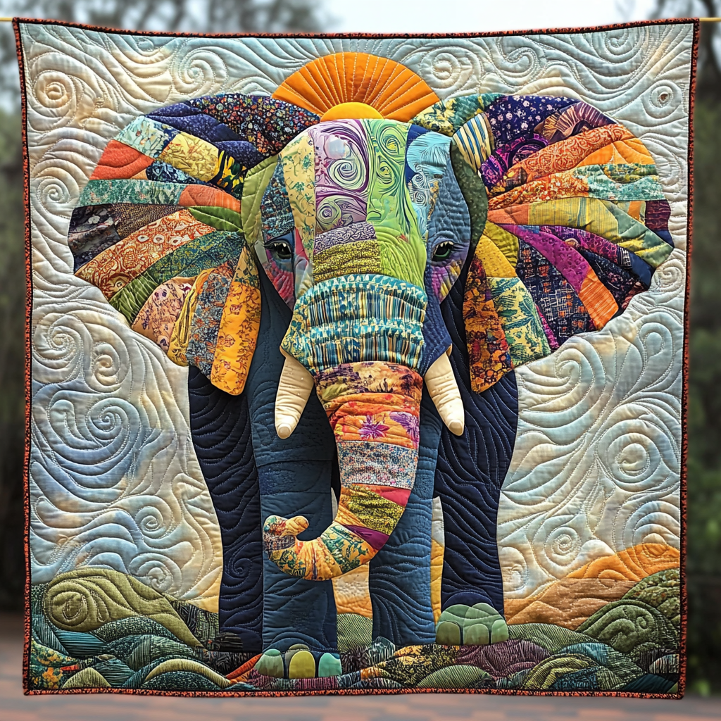 Tribal Elephant Harmony Quilted Blanket NCU0DK666