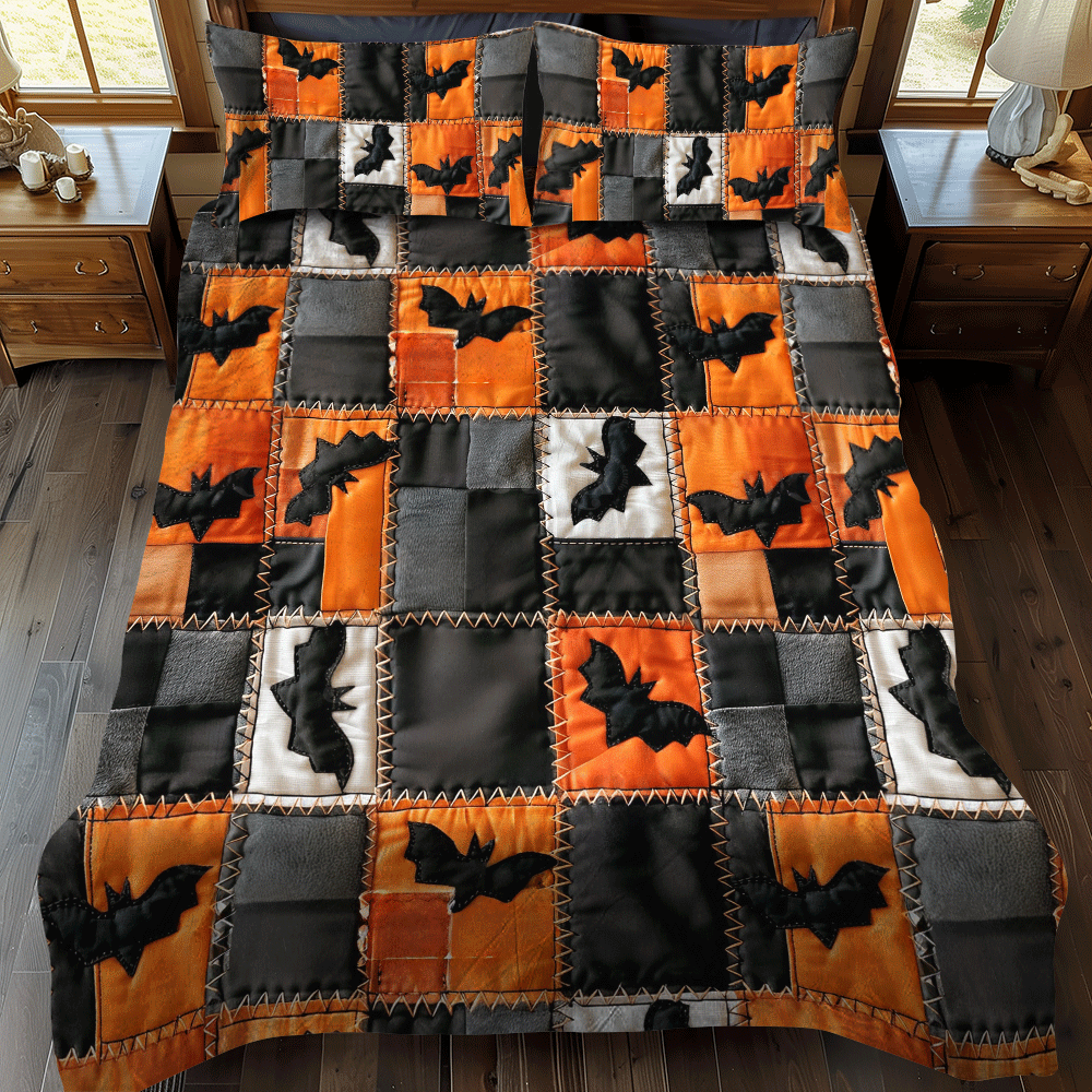 Trick Or Treat Halloween 3-Piece Quilted Bedding Set NCU0PD803