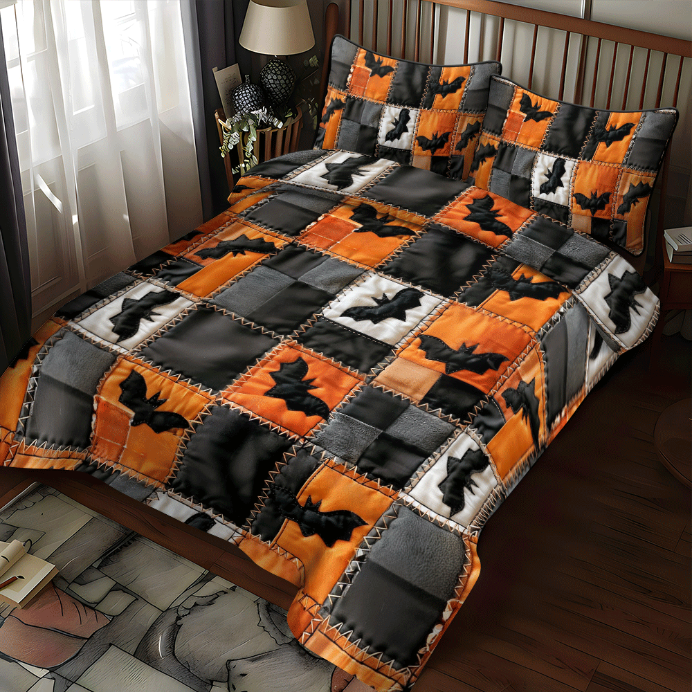 Trick Or Treat Halloween 3-Piece Quilted Bedding Set NCU0PD803