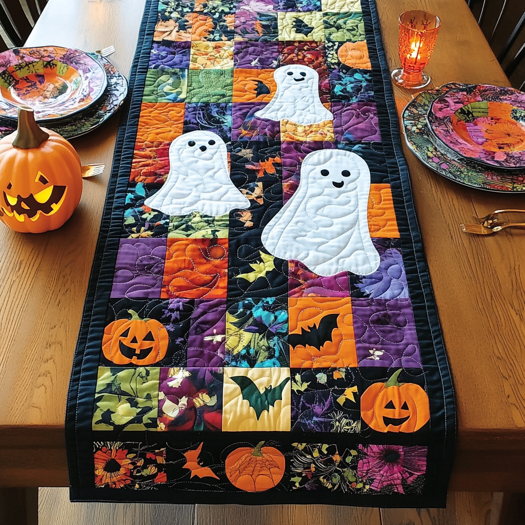 Trick Or Treat Halloween Quilted Table Runner NCU0PD690