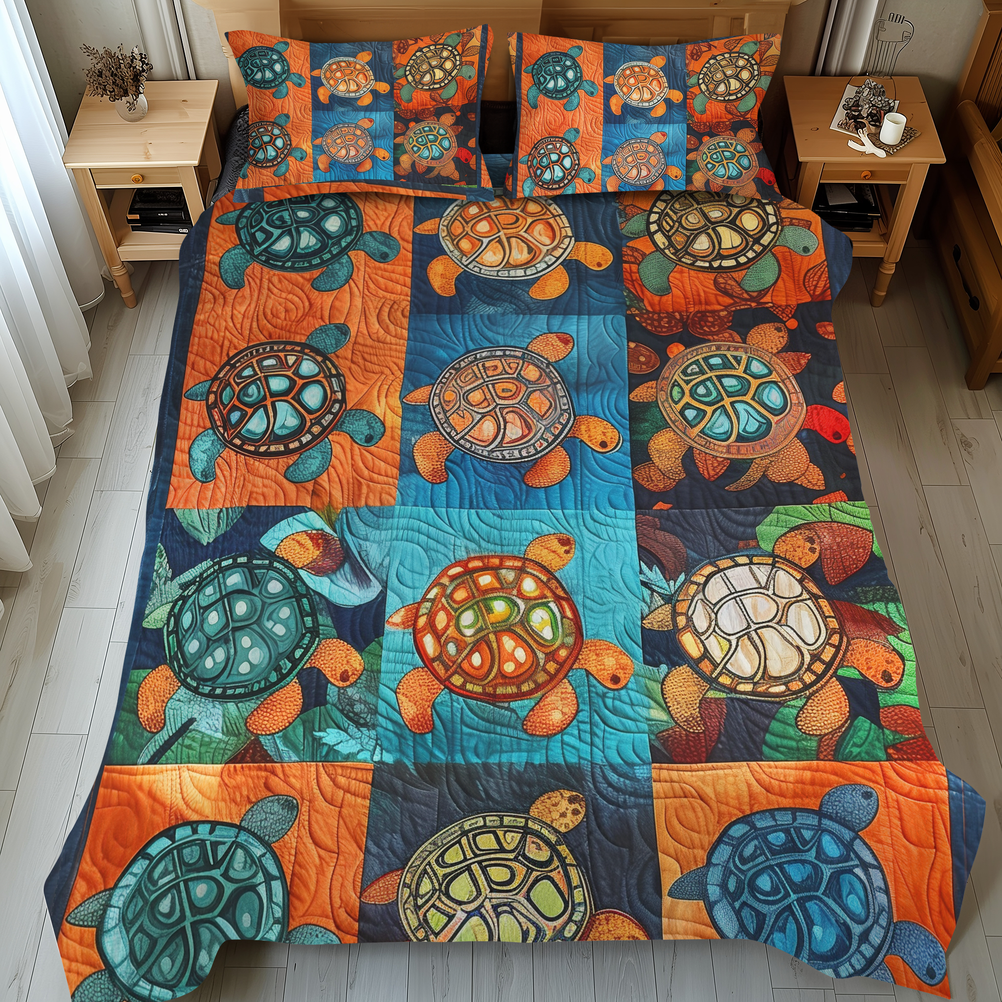 Tropical Turtle Dream 3-Piece Quilted Bedding Set NCU0DV034