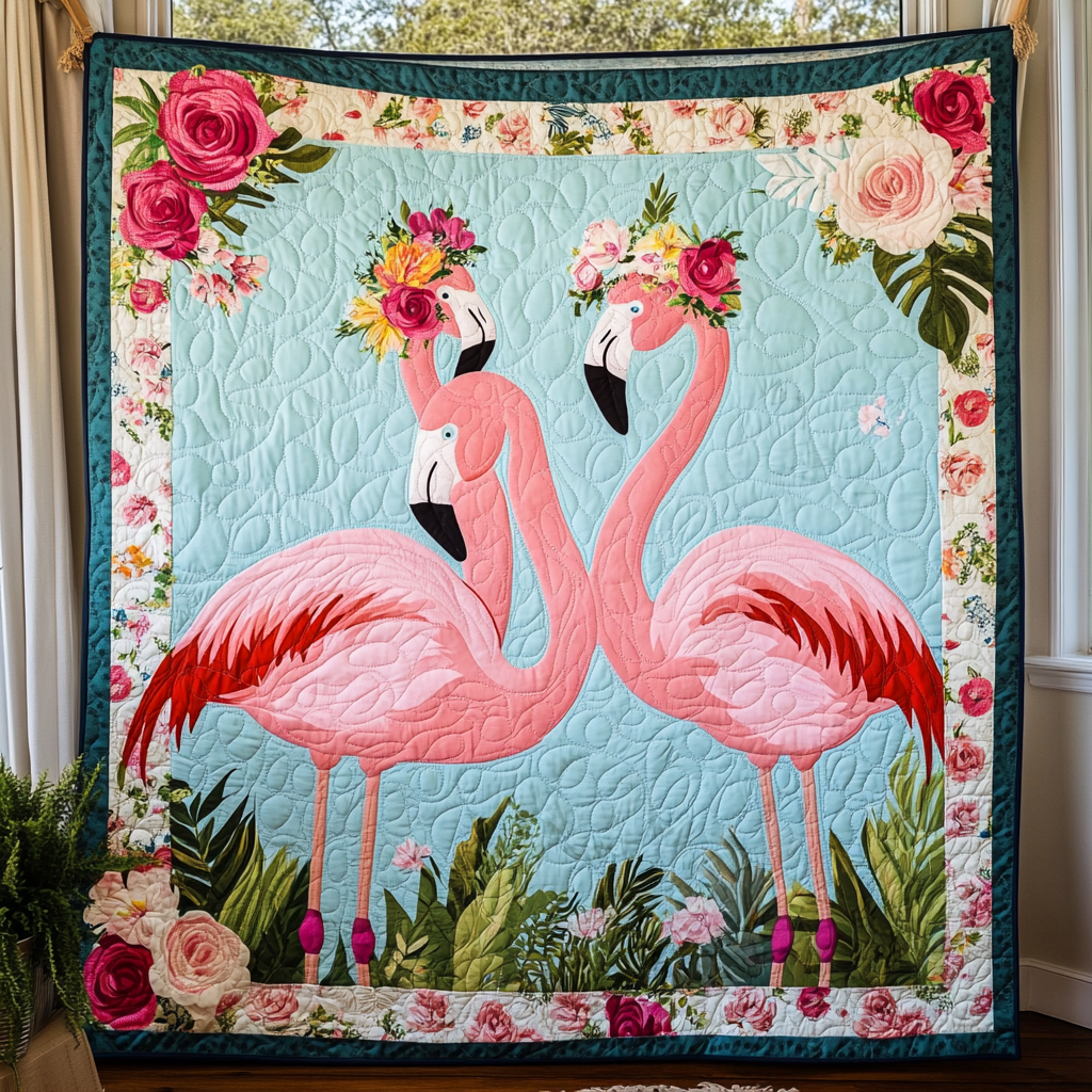 Tropical Escape Flamingo Quilted Blanket NCU0PD648