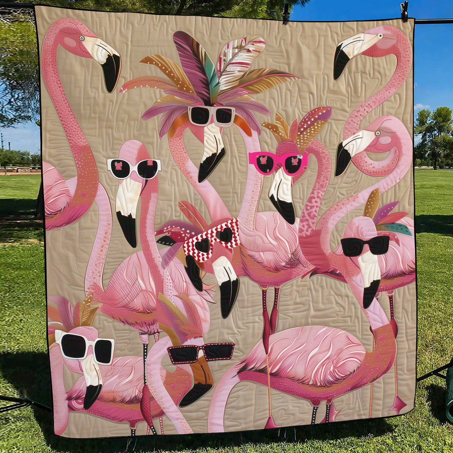 Tropical Flamingo Delight Quilted Blanket NCU0TL748