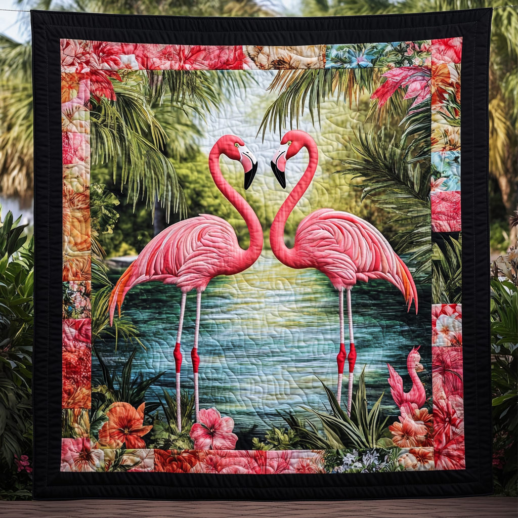 Tropical Flamingo Quilted Blanket NCU0PD643