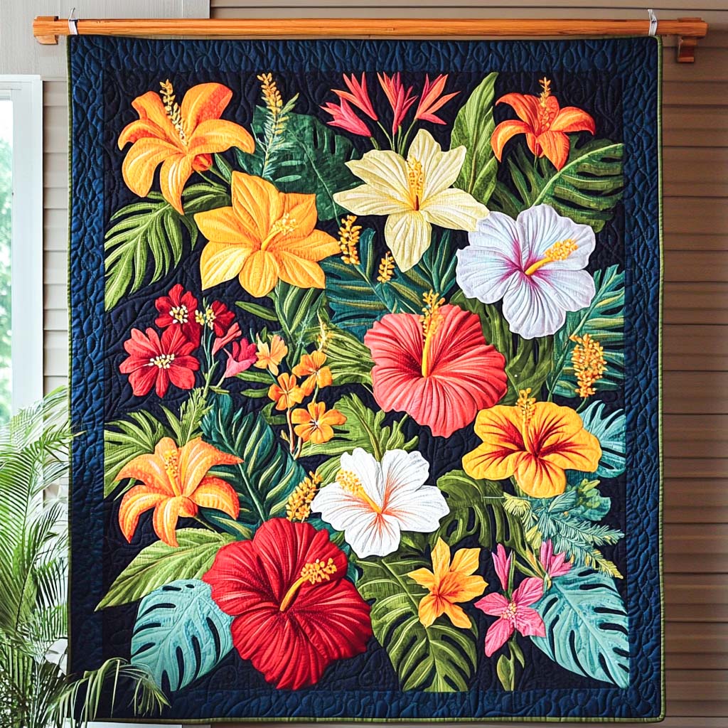 Tropical Garden Symphony Quilted Blanket NCU0NT1121