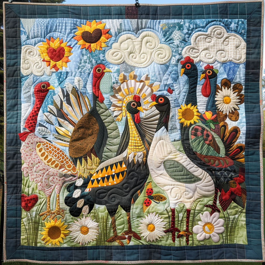 Turkey Garden Quilted Blanket NCU0DK318