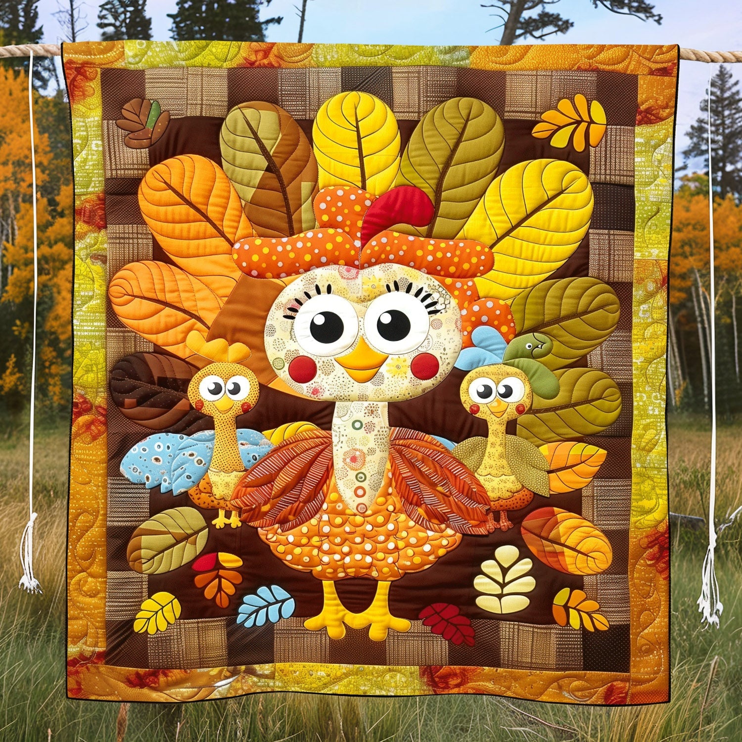 Turkey Playtime Quilted Blanket NCU0TH1085