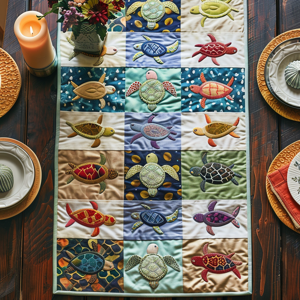 Turle Odyssey Quilted Table Runner NCU0DV213