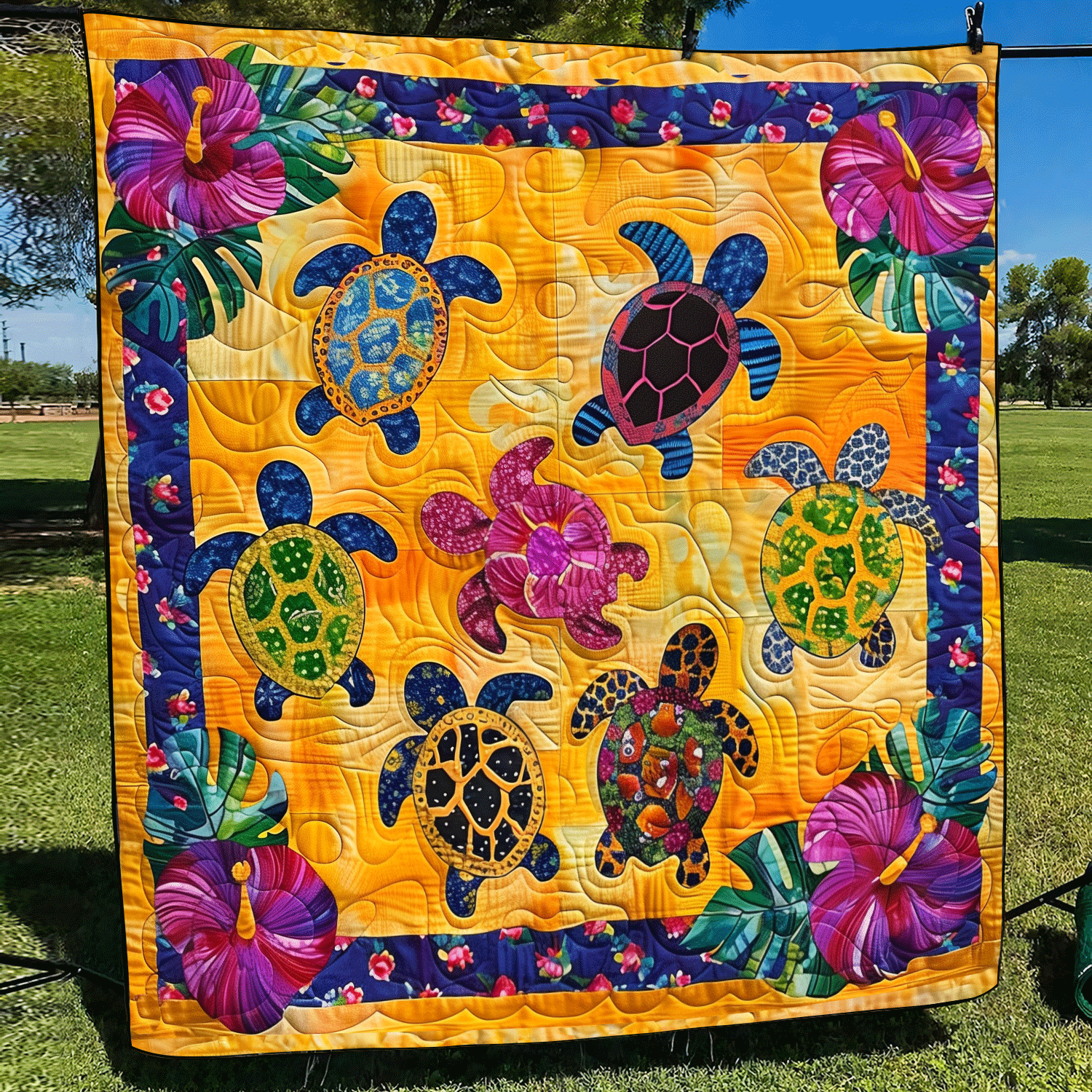 Turtle Harmony Quilted Blanket NCU0TL590