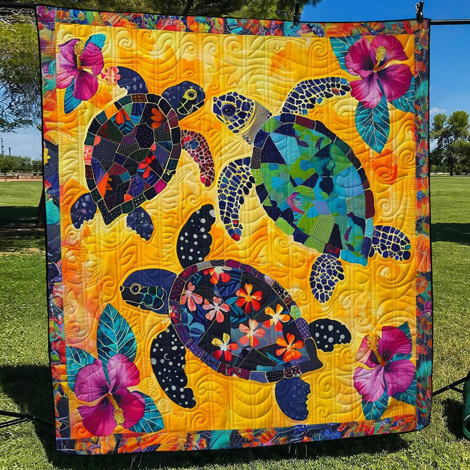 Turtle Lagoon Quilted Blanket NCU0TL591