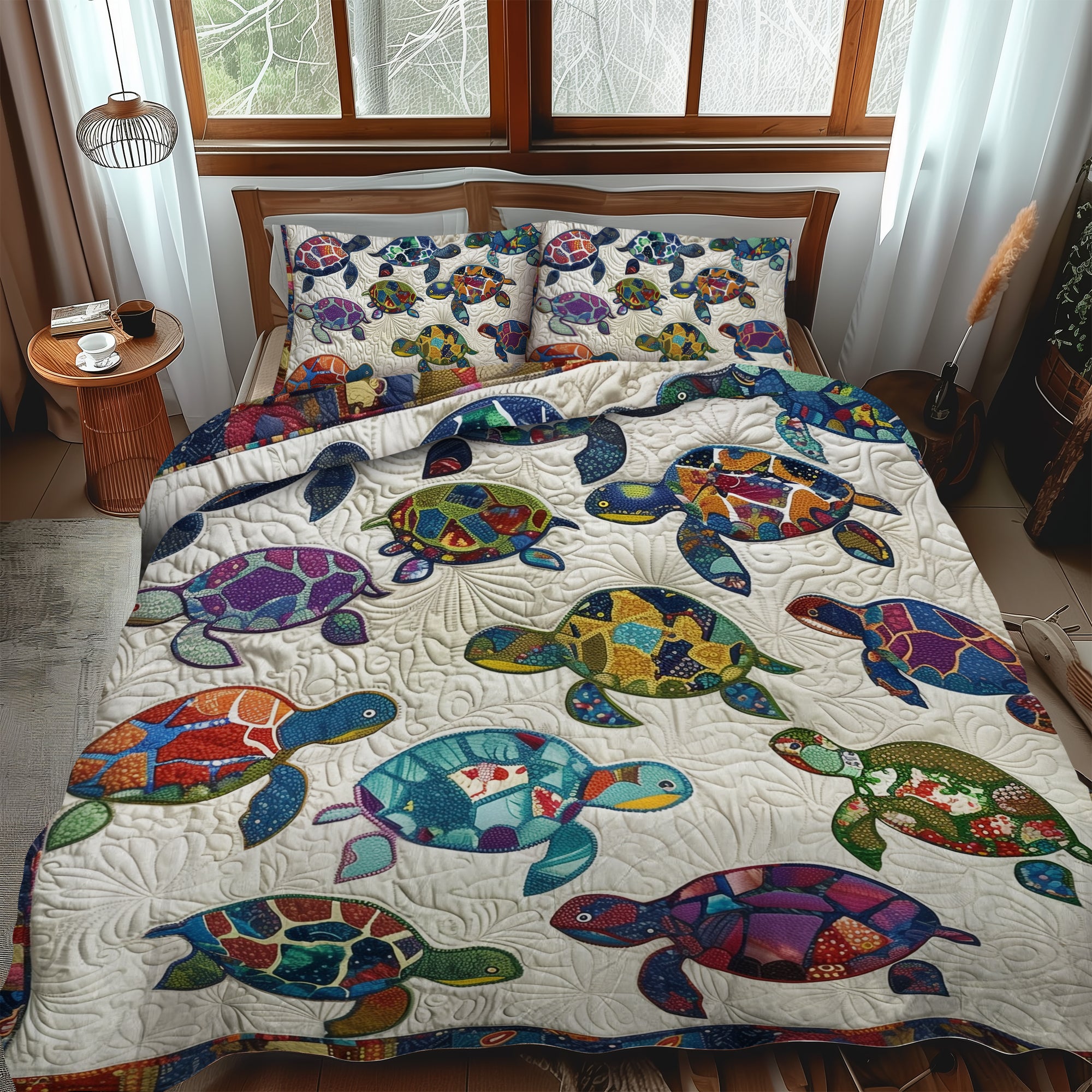 Turtle Oasis 3-Piece Quilted Bedding Set NCU0TL471