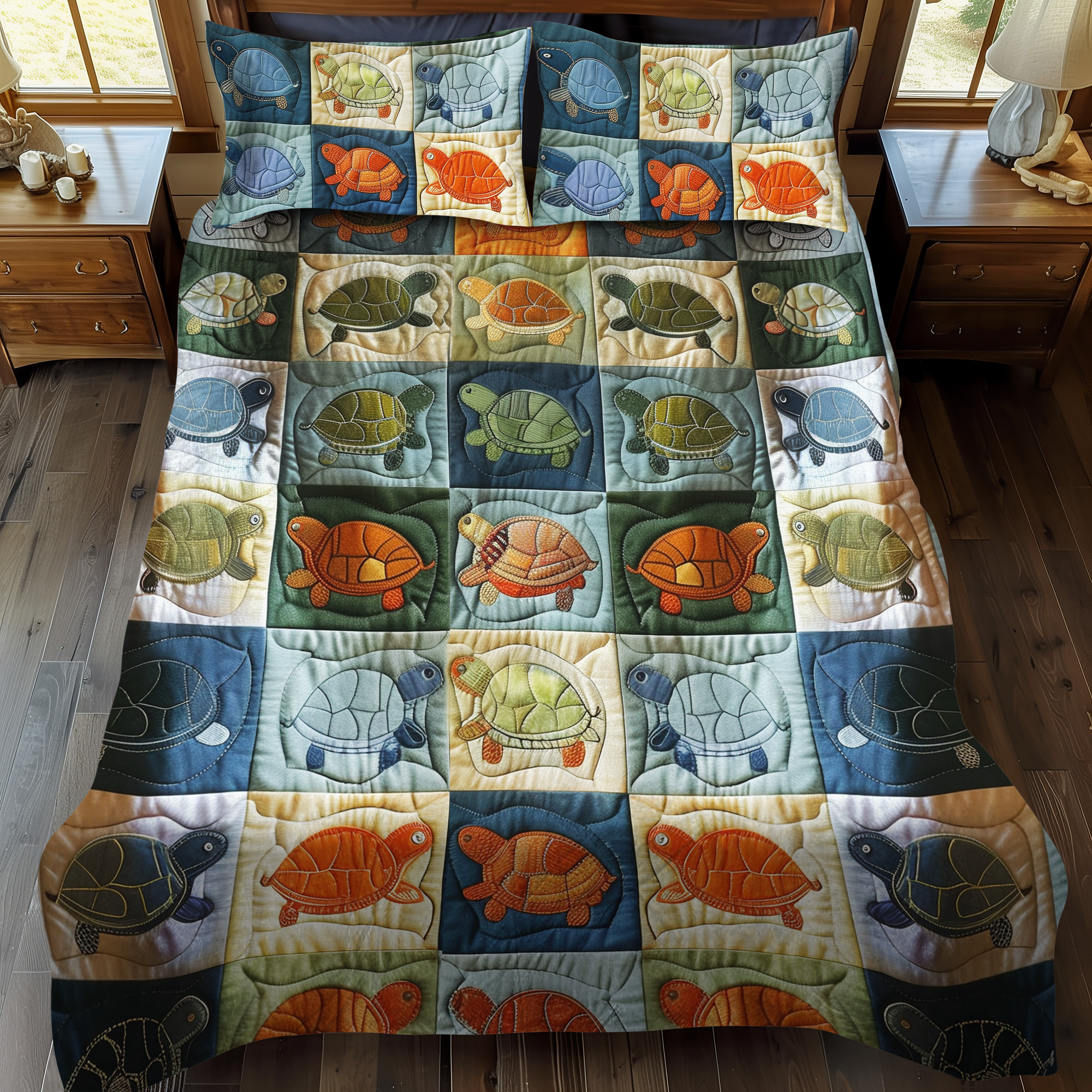 Turtle Parade 3-Piece Quilted Bedding Set NCU0DV031