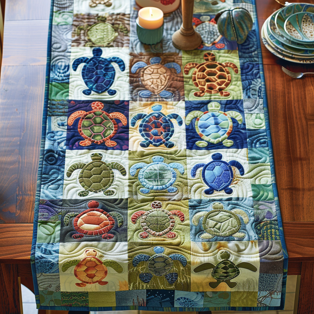 Turtle Tide Quilted Table Runner NCU0DV145