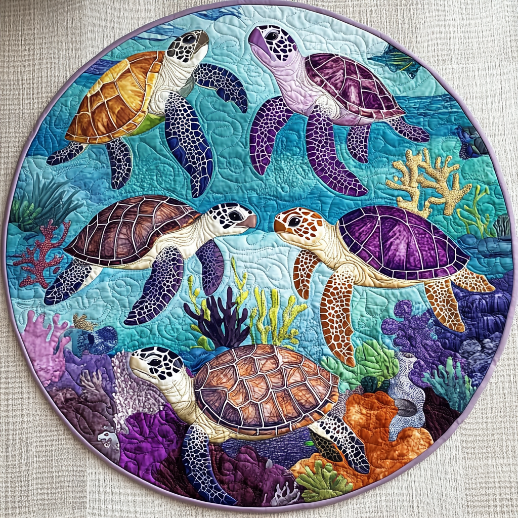 Turtle Comfort Quilted Round Mat NCU0TL1469