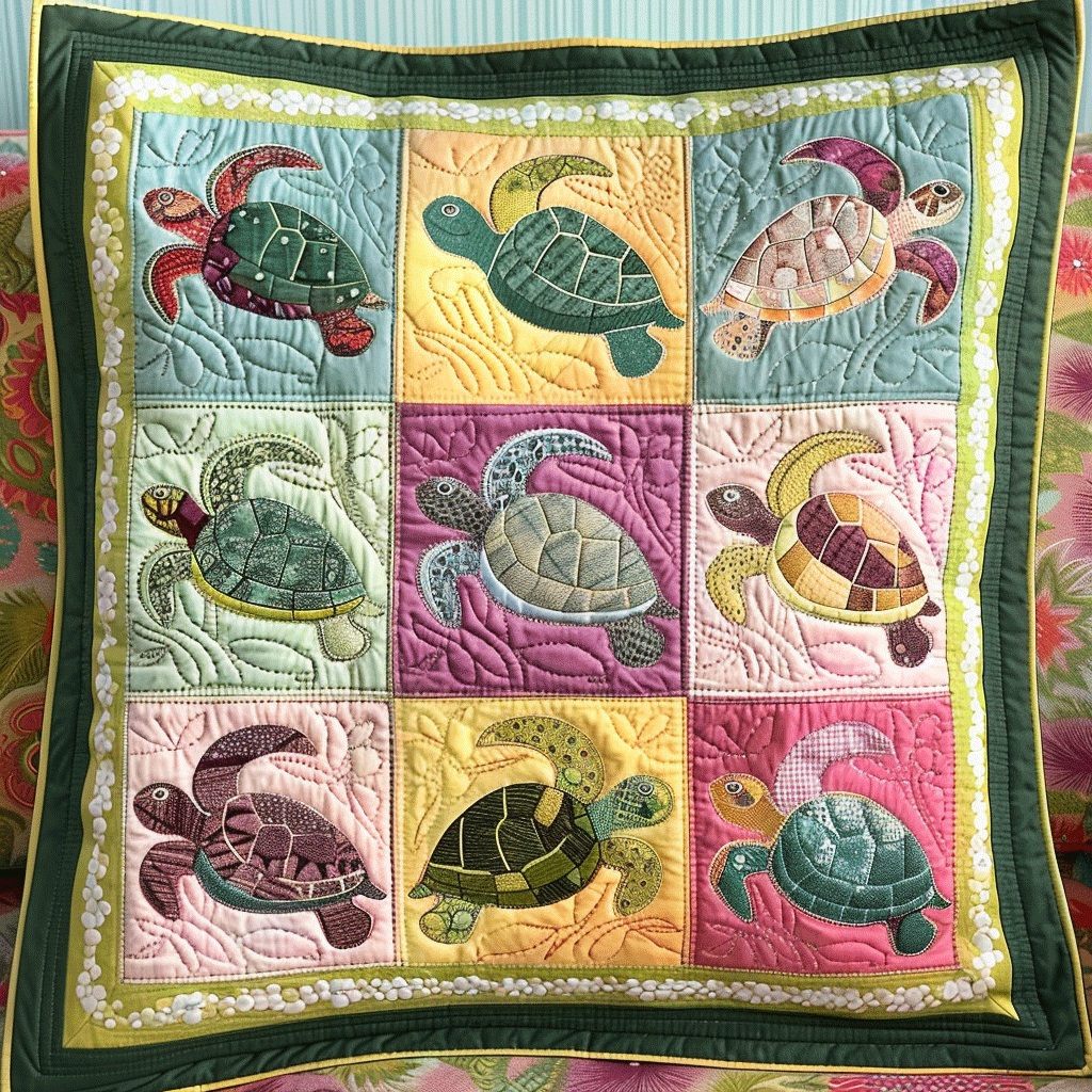 Turtle Haven Quilted Pillow Case NCU0TL676