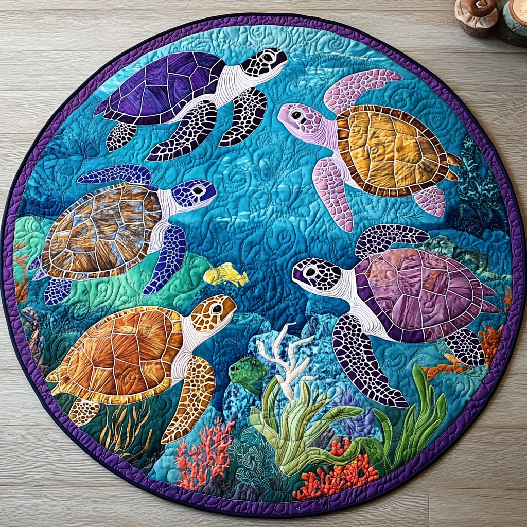 Turtle Haven Quilted Round Mat NCU0TL1467