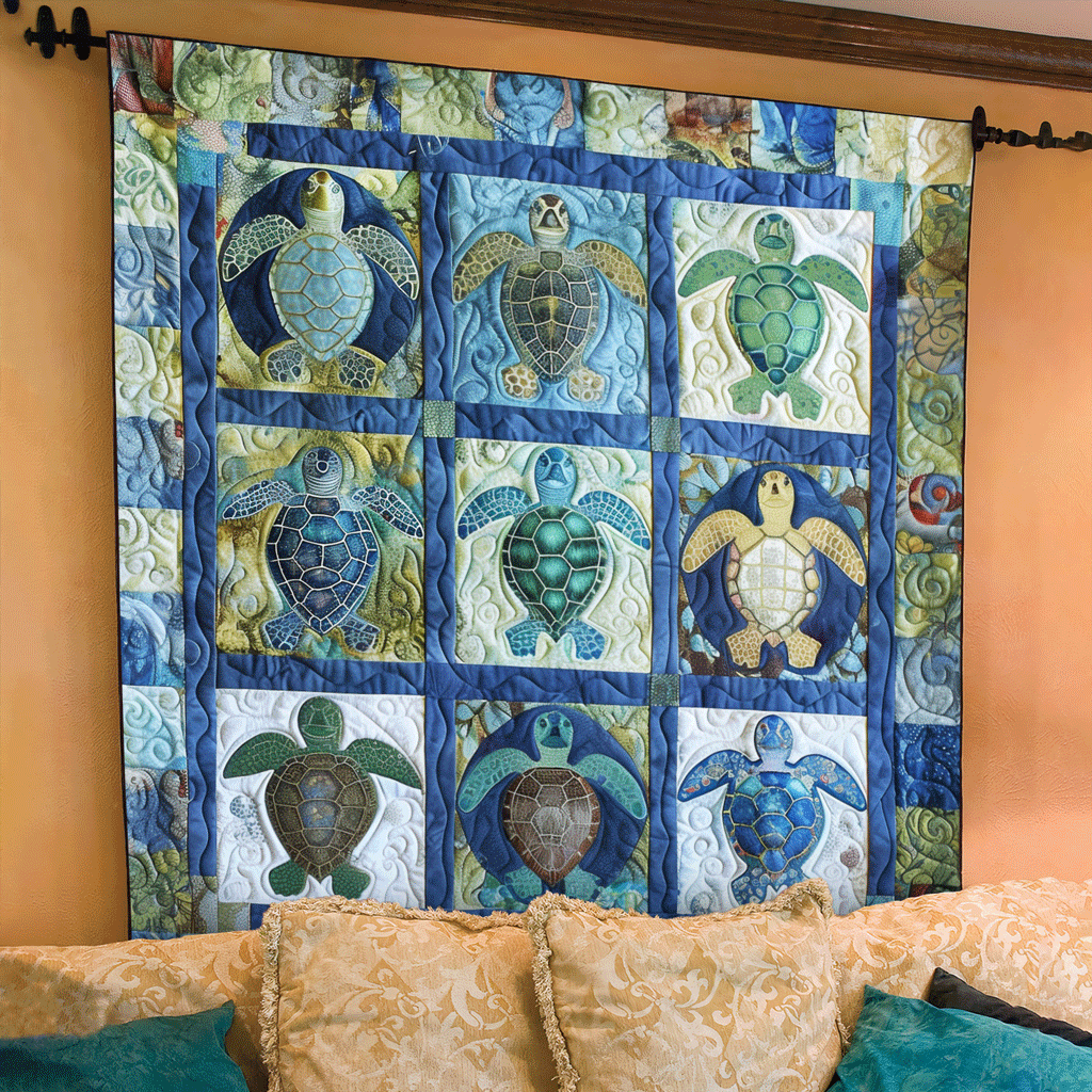 Turtle Tides Art Quilt Hanging NCU0TL906