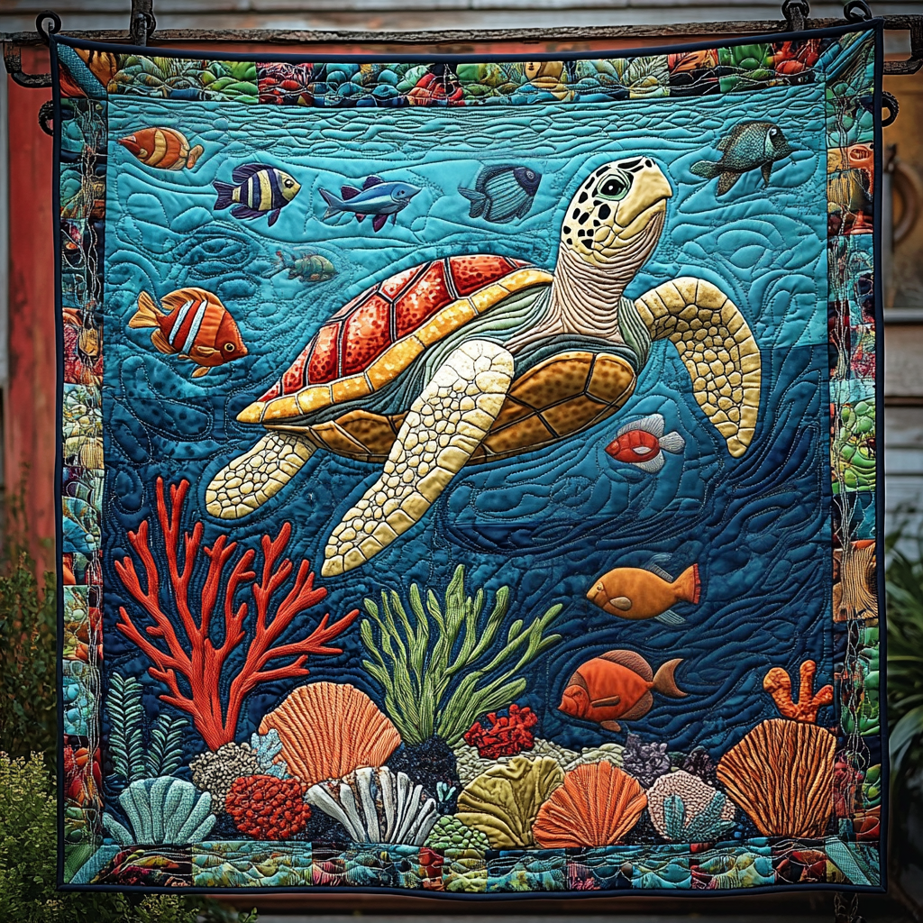 Turtle Tidepool Quilted Blanket NCU0DK733