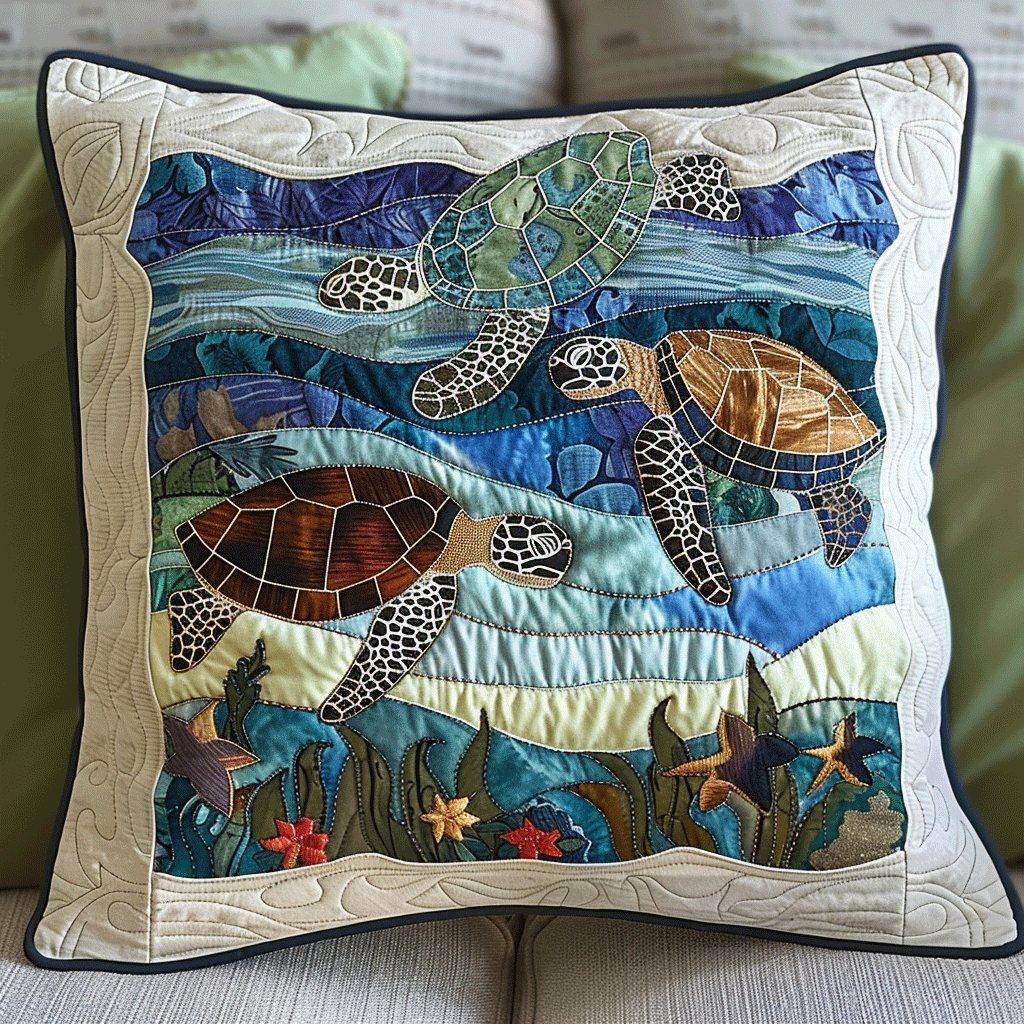 Turtle Tidepool Quilted Pillow Case NCU0TL651