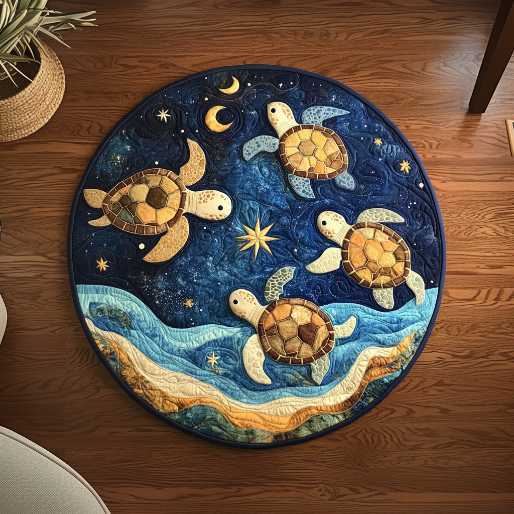 Turtle Tranquility Quilted Round Mat NCU0DV988