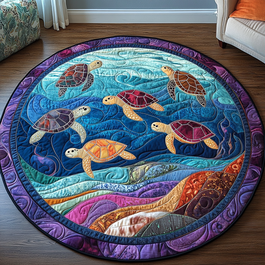 Turtle Tranquility Quilted Round Mat NCU0TL1430