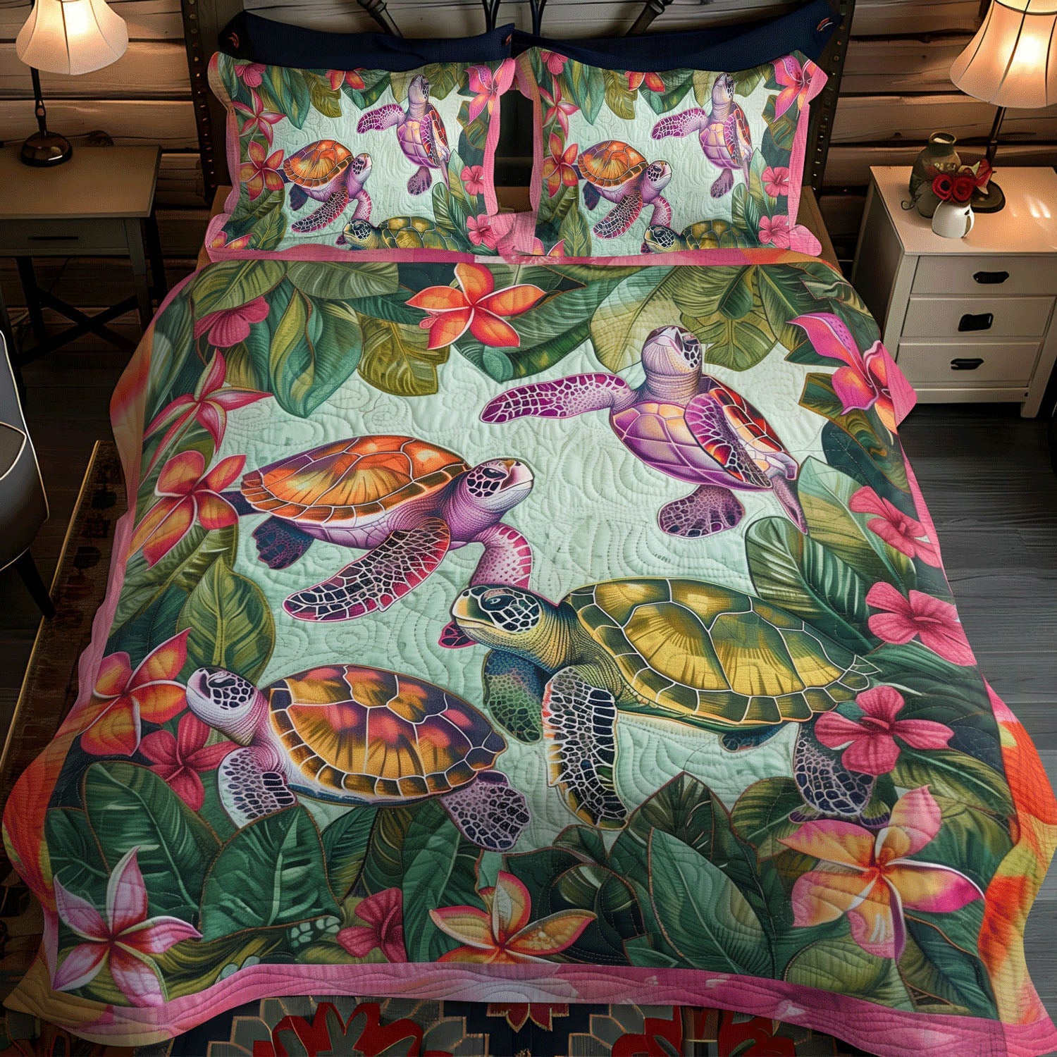 Turtle Whisper 3-Piece Quilted Bedding Set NCU0TL768