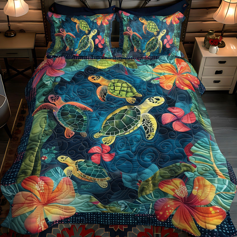 Turtles Journey 3-Piece Quilted Bedding Set NCU0TL608