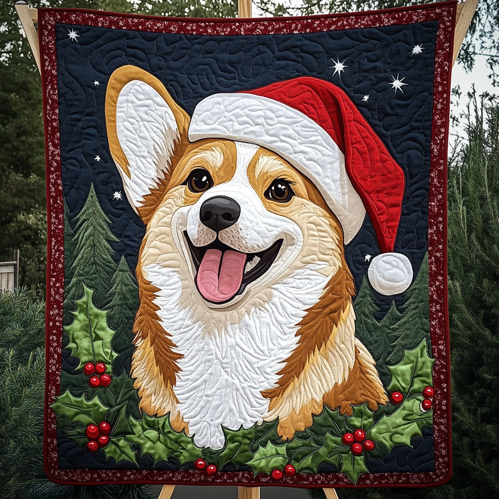 Twas the Night with Corgis Quilted Blanket NCU0DK1573