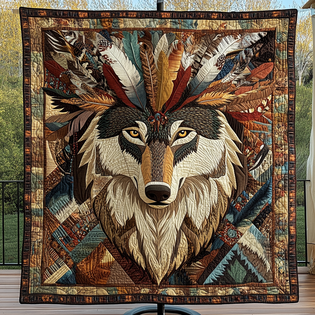 Twilight Wolf Spirit Quilted Blanket NCU0DK1638