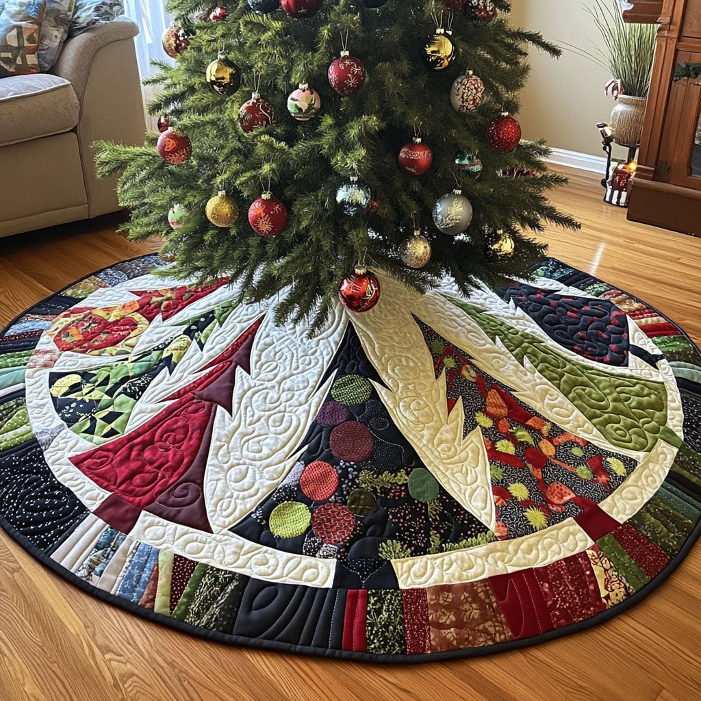 Twinkling Pine Festivity Quilted Christmas Tree Skirt NCU0PT1335