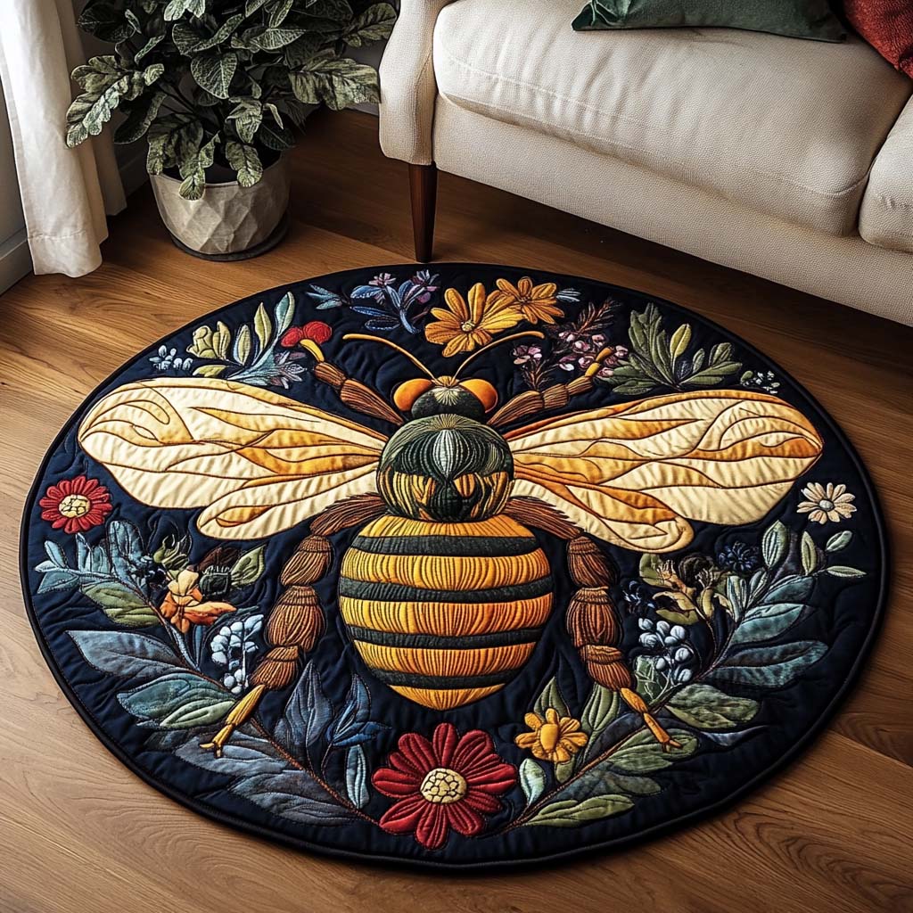 Velvet Buzz Quilted Round Mat NCU0NT1257