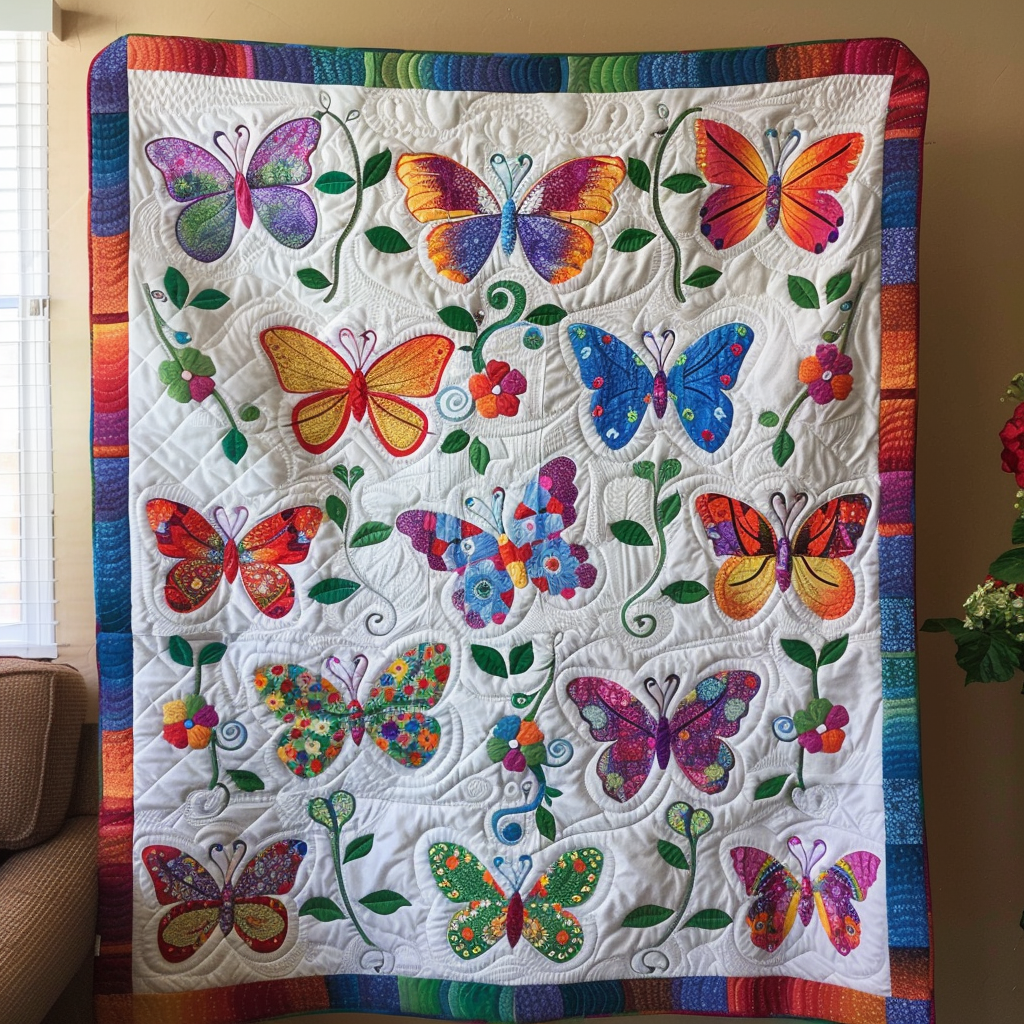 Vibrant Butterflies Quilted Blanket NCU0VL024