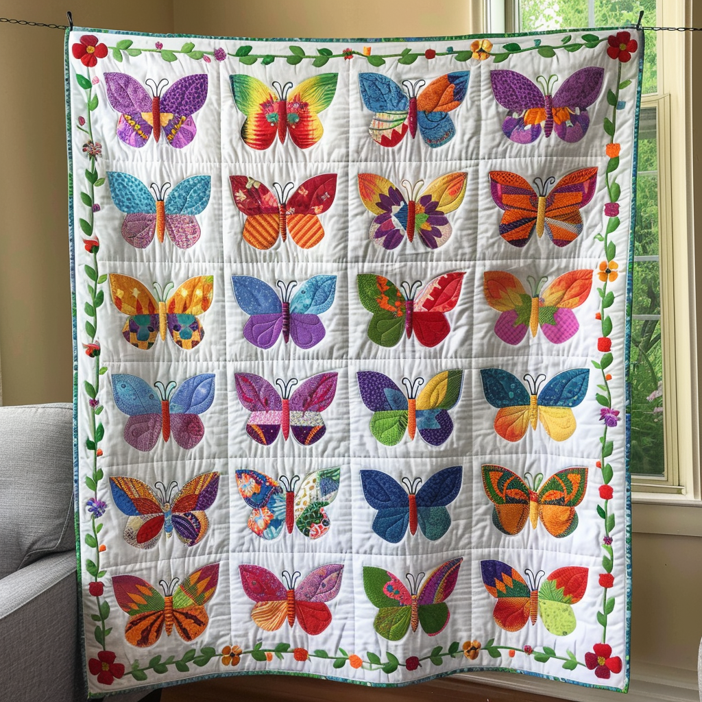 Vibrant Butterflies Quilted Blanket NCU0VL025