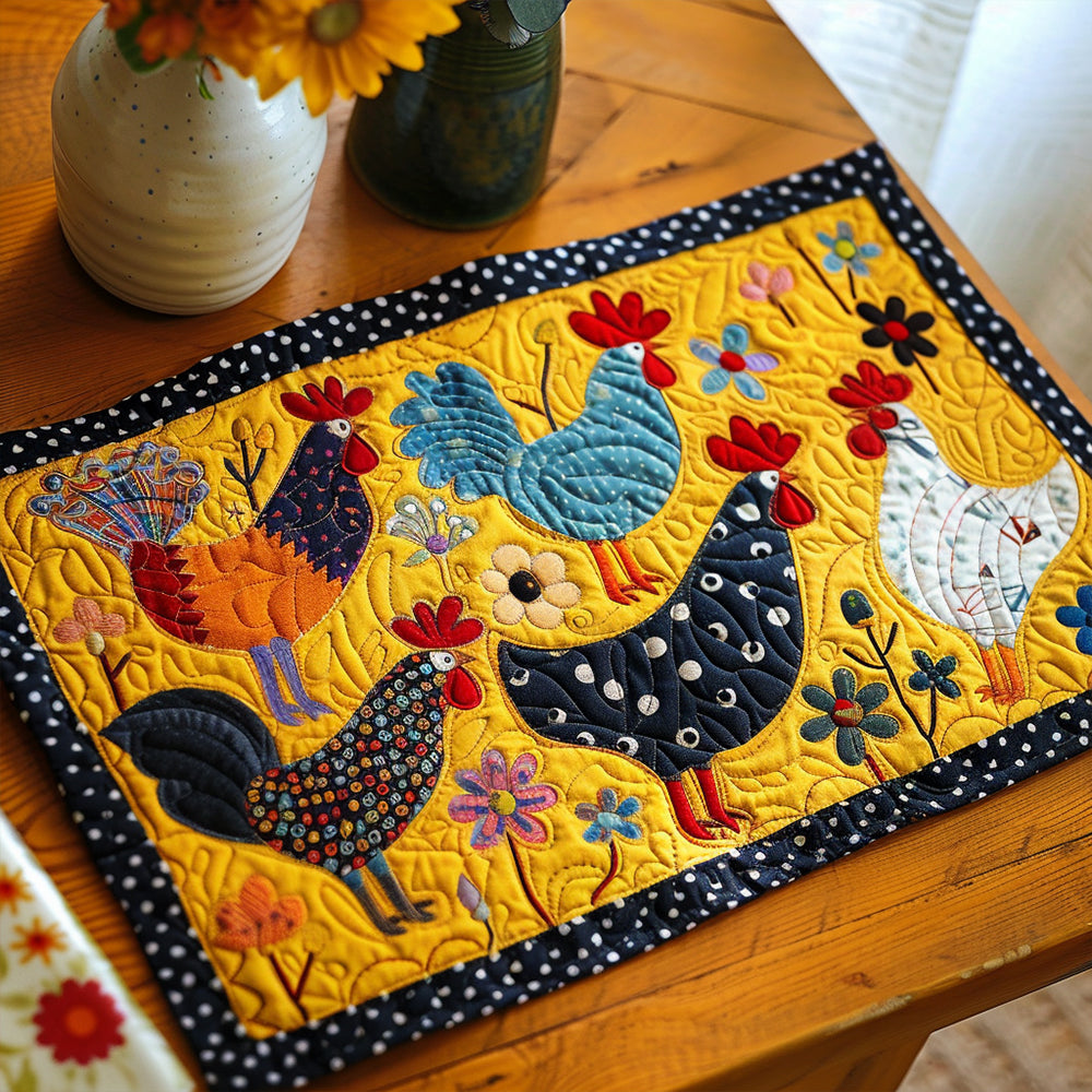 Vibrant Floral Chicken Quilted Place Mat NCU0TL225