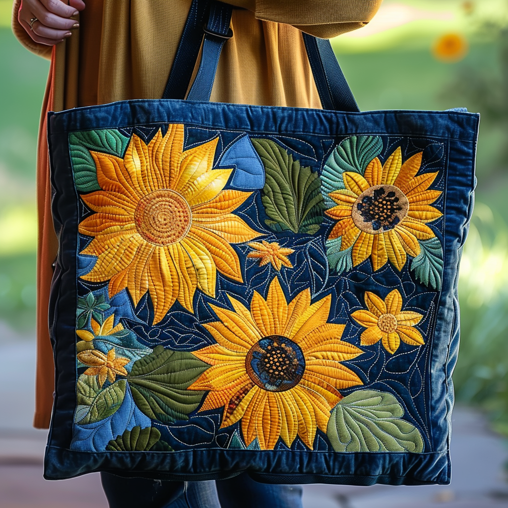 Vibrant Sunflowers Quilted Tote Bag NCU0TH496