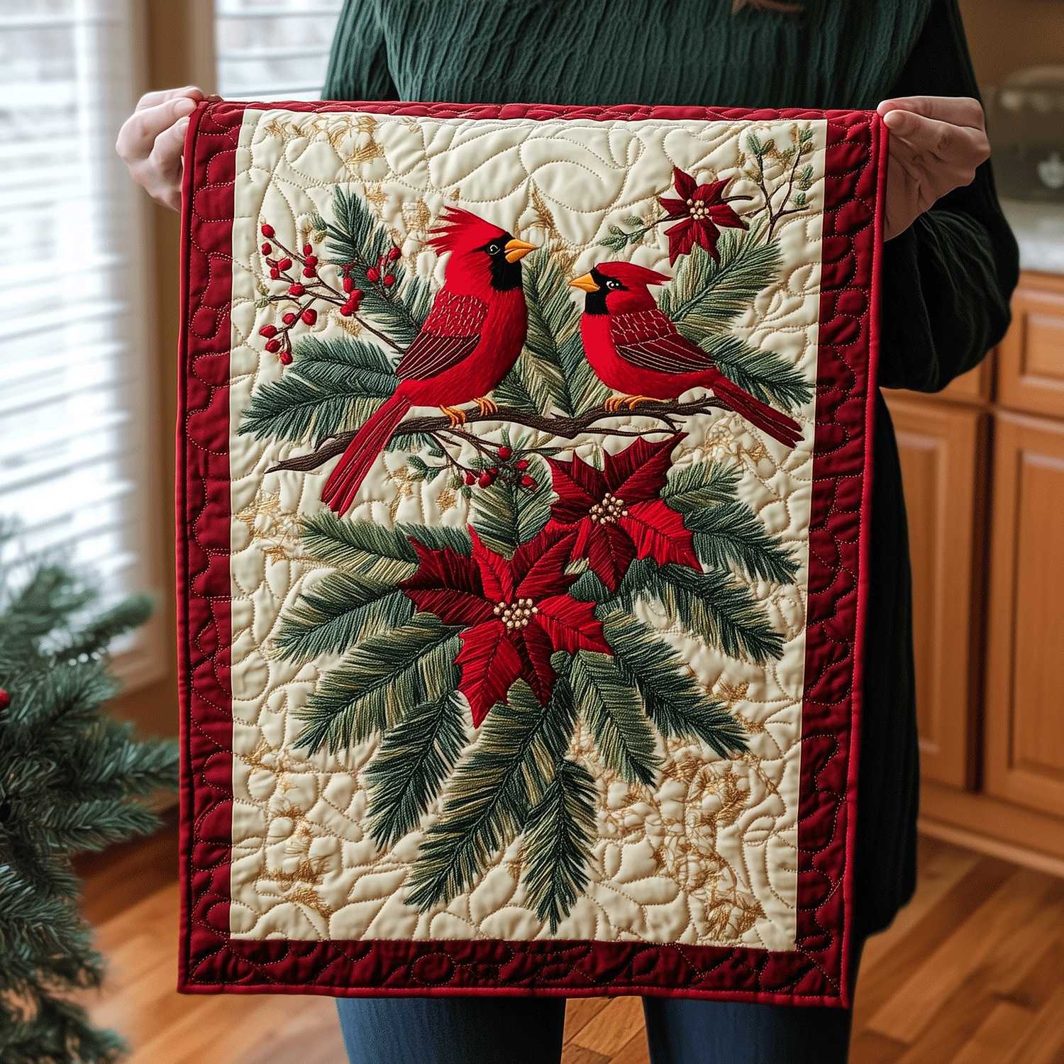 Vibrant Cardinal Quilted Table Runner NCU0TH1922